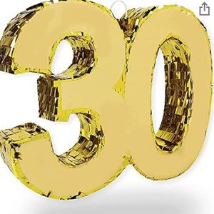 Gold Foil Pinata for 30th Birthday Party (16.5 x 13 In)